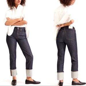 Everlane High Rise Straight cuffed jeans